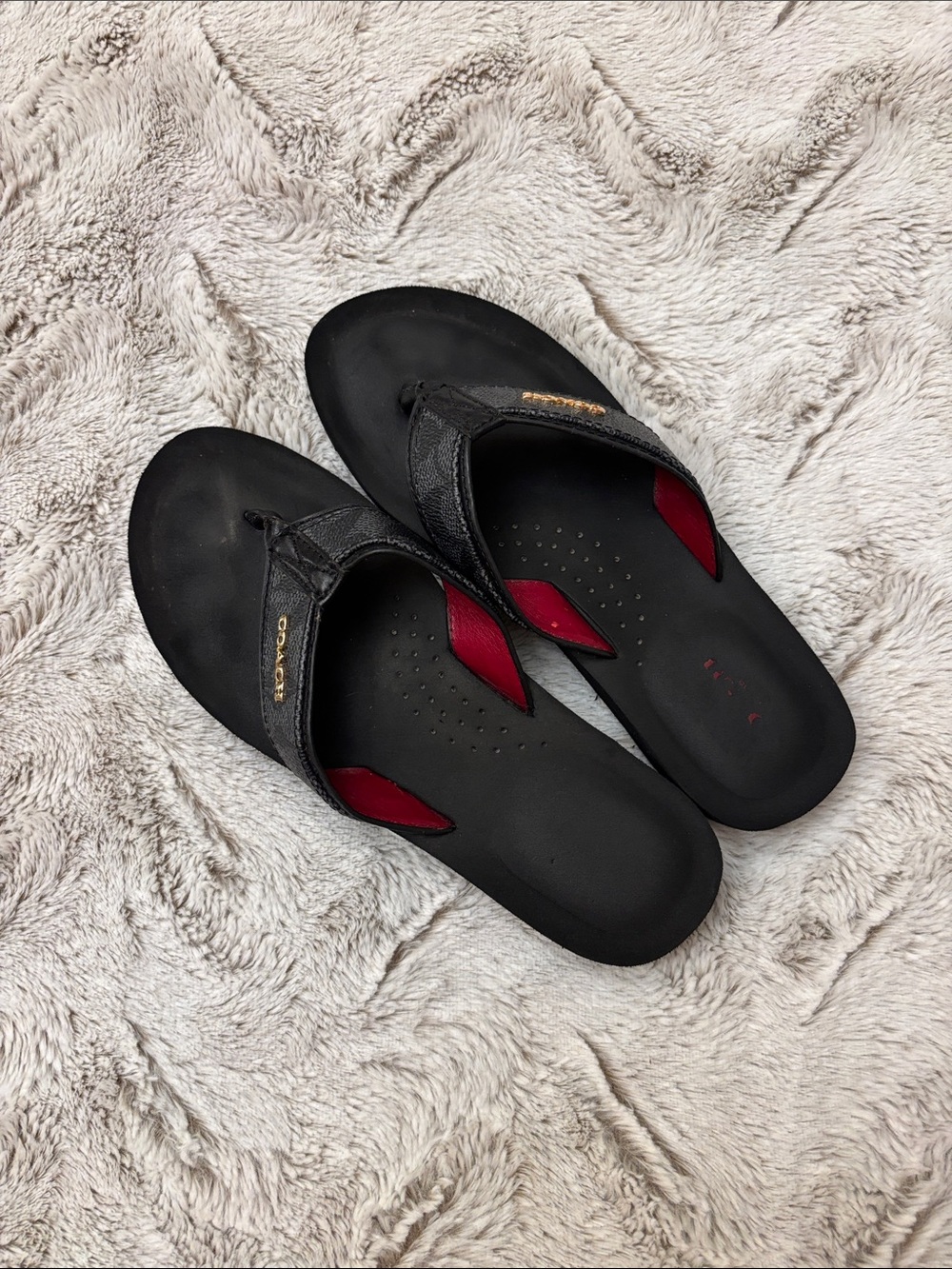 Coach Black Flip-Flop Sandals